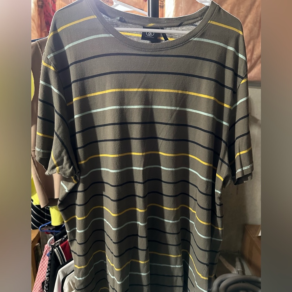 Volcom Brown and Yellow Short Sleeve Tee